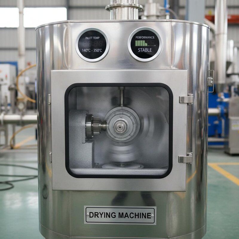 دمای ورودی ۱۴۰ تا ۳۵۰ درجه سانتیگراد دستگاه خشک کن با هد اسپری گریز از مرکز با درایو مکانیکی، ارائه دهنده پایداری و عملکرد